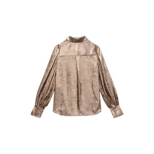 Mint Velvet Gold Metallic Long Sleeve Shirt
